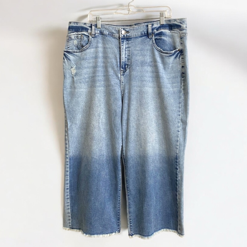 Lane Bryant Blue Ombre Mid-Rise Wide Leg Crop Jeans